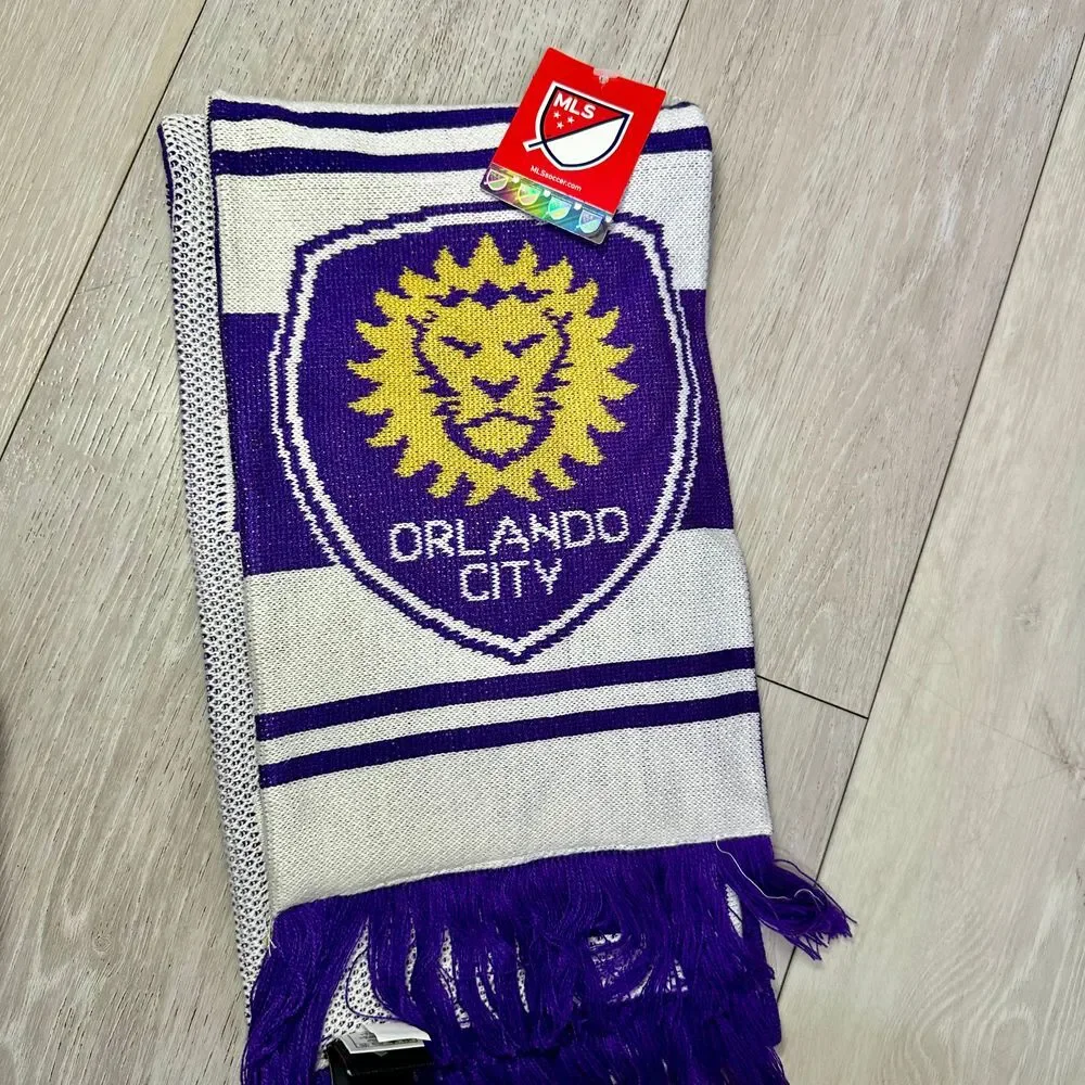 NWT‎ Orlando City Lions MLS soccer unisex adult scarf purple and white